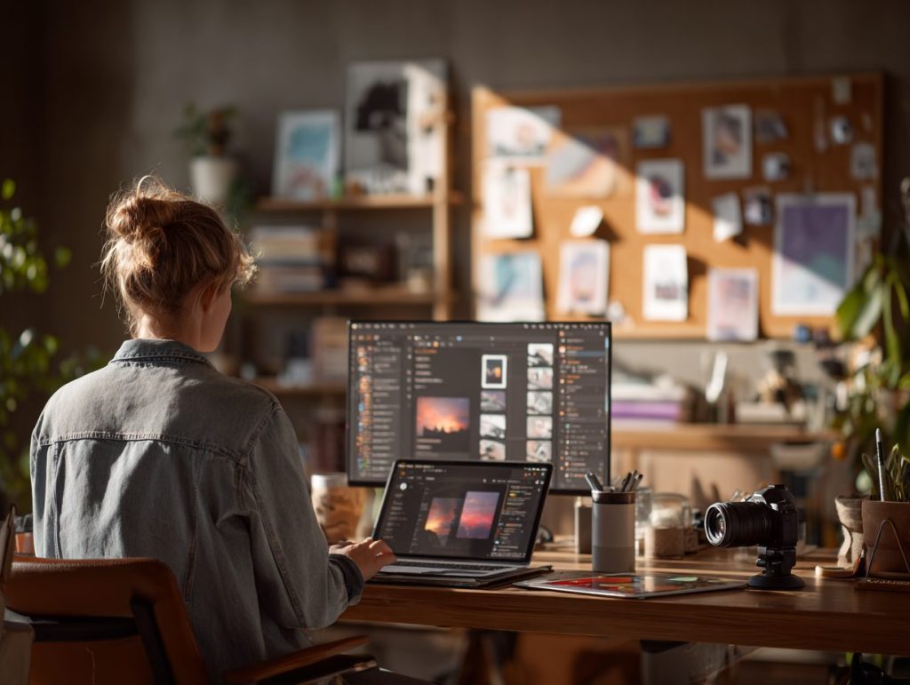 Experienced freelancer using AI to support a professional service from home