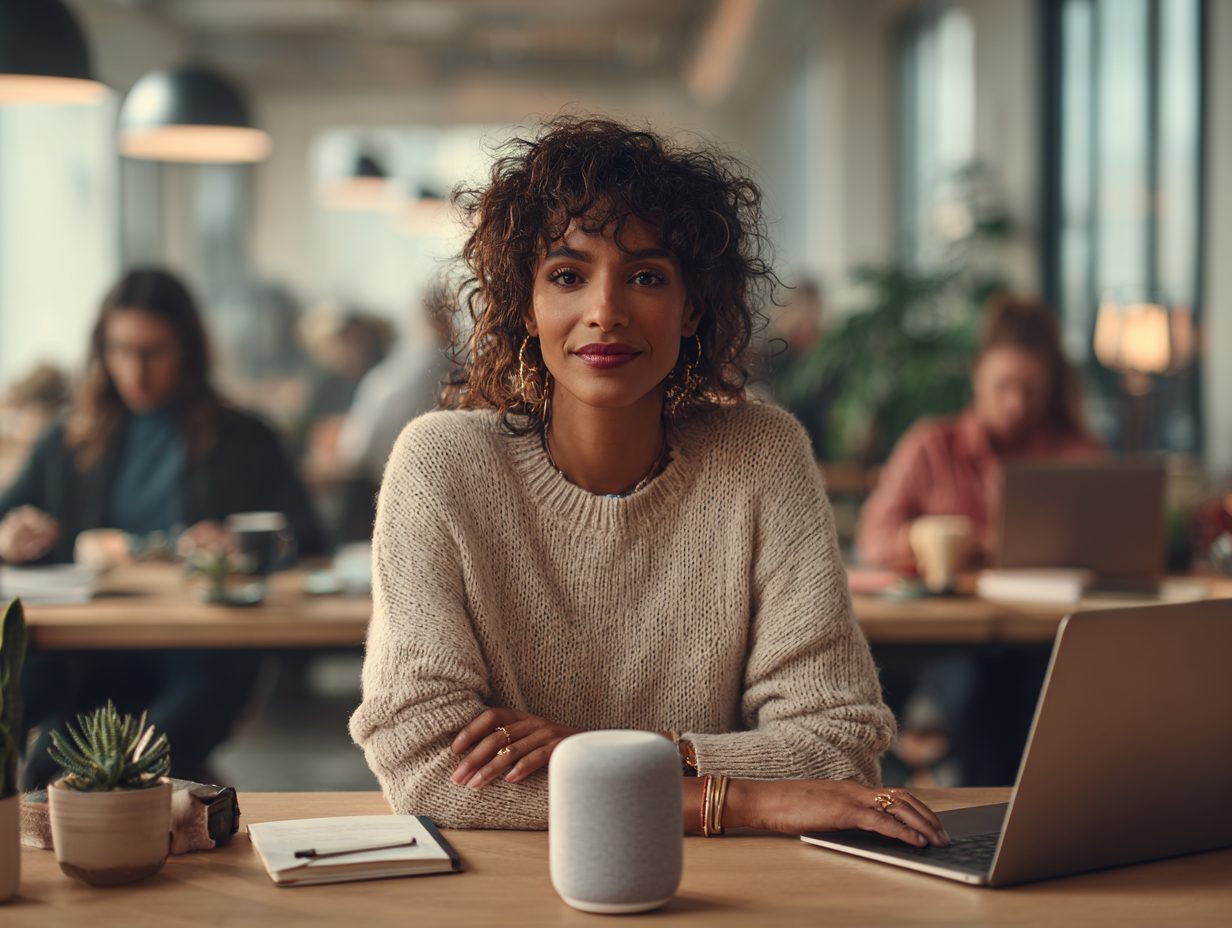 Professional exploring digital tools in a shared workspace