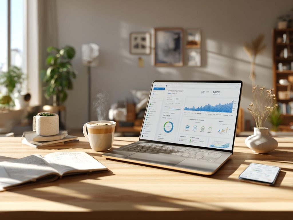 Comfortable home workspace for building a leveraged online business