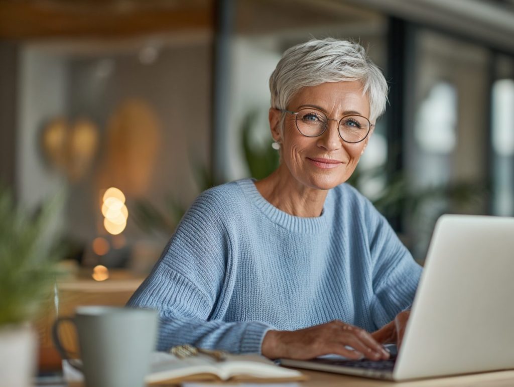 Older adult learning practical AI skills at home