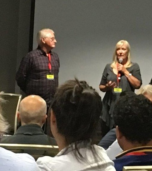 Lucy Walter and Gary Clements speaking together at a digital business event